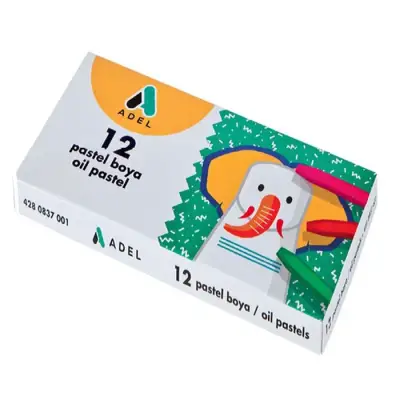 Adel Altıgen Pastel Boya 12 Renk Karton Kutu - 1