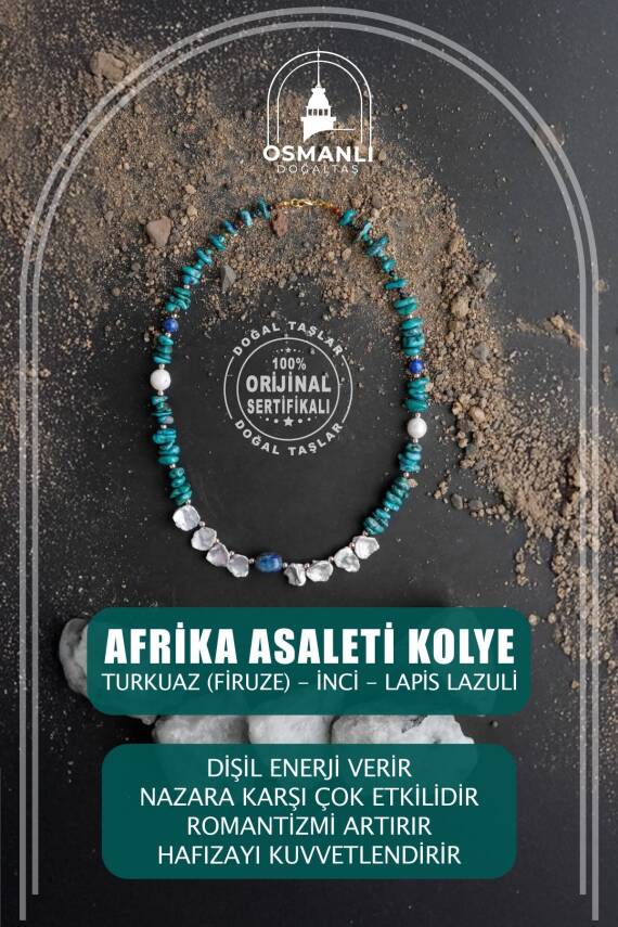 Afrika Asaleti, Firuze İnci Lapis Doğal Taş Kolye - 1