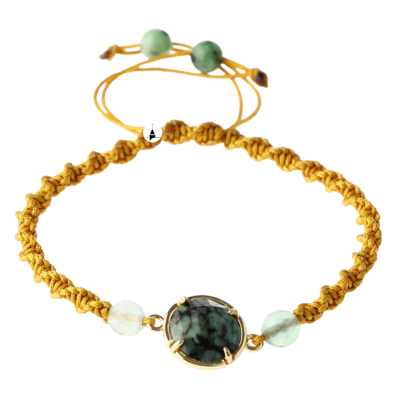 Afrika Turkuaz-Florit Doğal Taş Makrome Örgü Bileklik - Osmanlı Doğaltaş