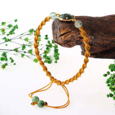 Afrika Turkuaz-Florit Doğal Taş Makrome Örgü Bileklik - 3