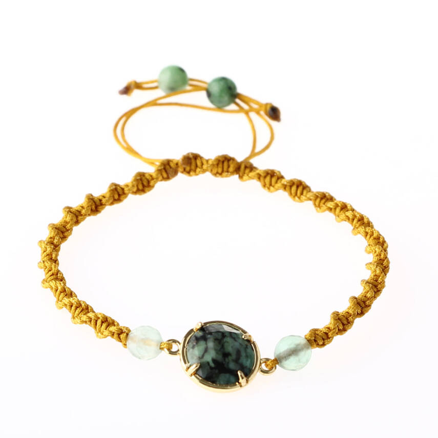 Afrika Turkuaz-Florit Doğal Taş Makrome Örgü Bileklik - 4
