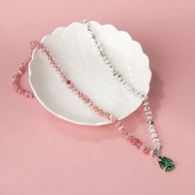 Afrika Turkuaz-Pembe Kuvars-Ay Taşı Doğal Taş Kolye - 2