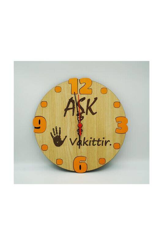Ahşap Duvar Saati Aşk 5 Vakittir 24x24Cm - 2