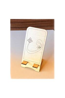 Ahşap Telefon Standı Vav Desenli - Bemenda