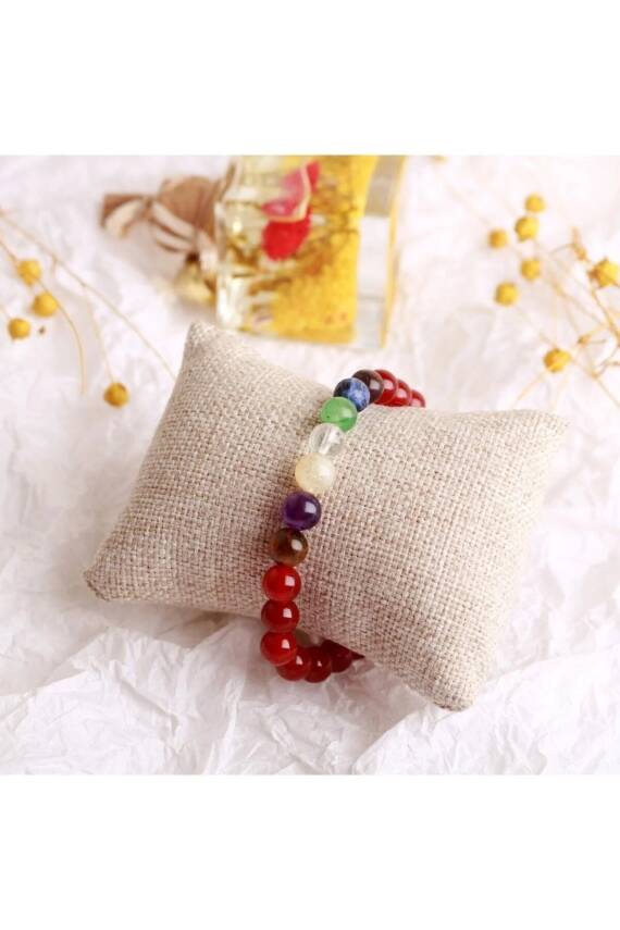 Akik Çakra Bileklik Ametist, Jasper, Kaplan Gözü, Akik, Kuvars, Lapis - 6