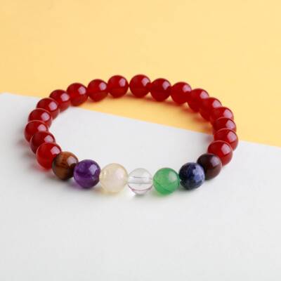 Akik Çakra Bileklik Ametist, Jasper, Kaplan Gözü, Akik, Kuvars, Lapis - 5