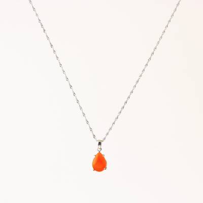 Akik Doğal Taş Kolye, Gümüş Zincir - 2