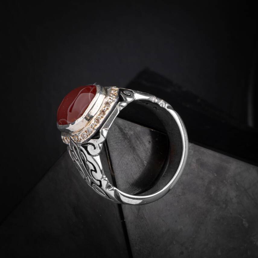 Akik Doğal Taş Özel Koleksiyon İrityumlu (Kararmaz) Gümüş Yüzük - 2