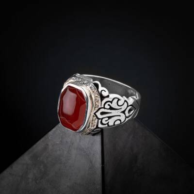 Akik Doğal Taş Özel Koleksiyon İrityumlu (Kararmaz) Gümüş Yüzük - 3