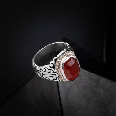 Akik Doğal Taş Özel Koleksiyon İrityumlu (Kararmaz) Gümüş Yüzük - 4