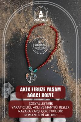 Akik Firuze Yaşam Ağacı Doğal Taş Kolye - Osmanlı Doğaltaş