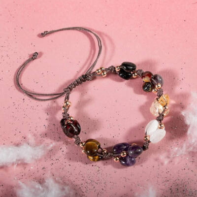 Akrep Burcu Bileklik Ametist, Ay Taşı, Bordo Granat Lal, Jasper, Kaplan Gözü, Sitrin, Siyah Turmalin - Osmanlı Doğaltaş