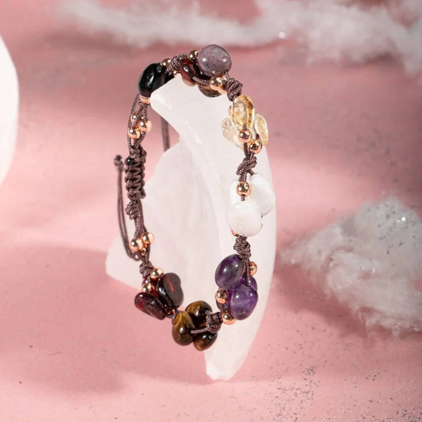 Akrep Burcu Bileklik Ametist, Ay Taşı, Bordo Granat Lal, Jasper, Kaplan Gözü, Sitrin, Siyah Turmalin - 3