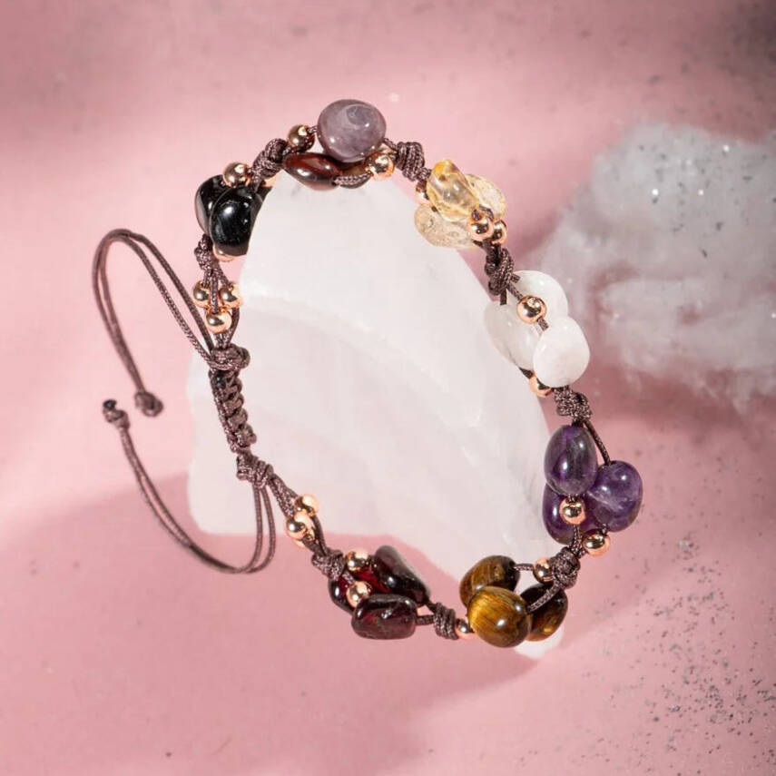 Akrep Burcu Bileklik Ametist, Ay Taşı, Bordo Granat Lal, Jasper, Kaplan Gözü, Sitrin, Siyah Turmalin - 4