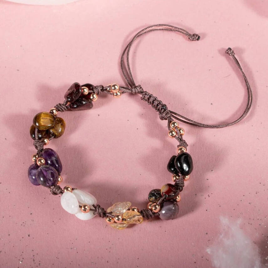 Akrep Burcu Bileklik Ametist, Ay Taşı, Bordo Granat Lal, Jasper, Kaplan Gözü, Sitrin, Siyah Turmalin - 5