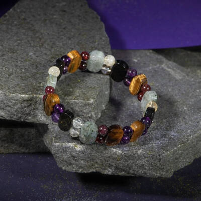 Akrep Burcu Bileklik Ametist, Bordo Granat Lal, Golden Obsidyen, Kaplan Gözü, Labradorit, Sitrin - 8