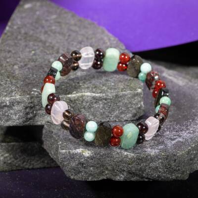 Akrep Burcu Bileklik Ametist, Bordo Granat Lal, Golden Obsidyen, Kaplan Gözü, Labradorit, Sitrin - Osmanlı Doğaltaş