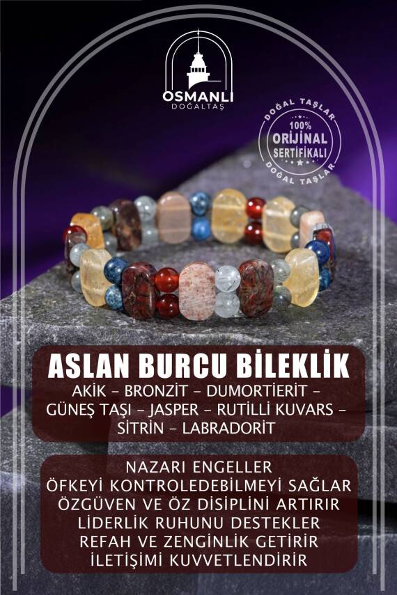 Akrep Burcu Bileklik Ametist, Bordo Granat Lal, Golden Obsidyen, Kaplan Gözü, Labradorit, Sitrin - 2