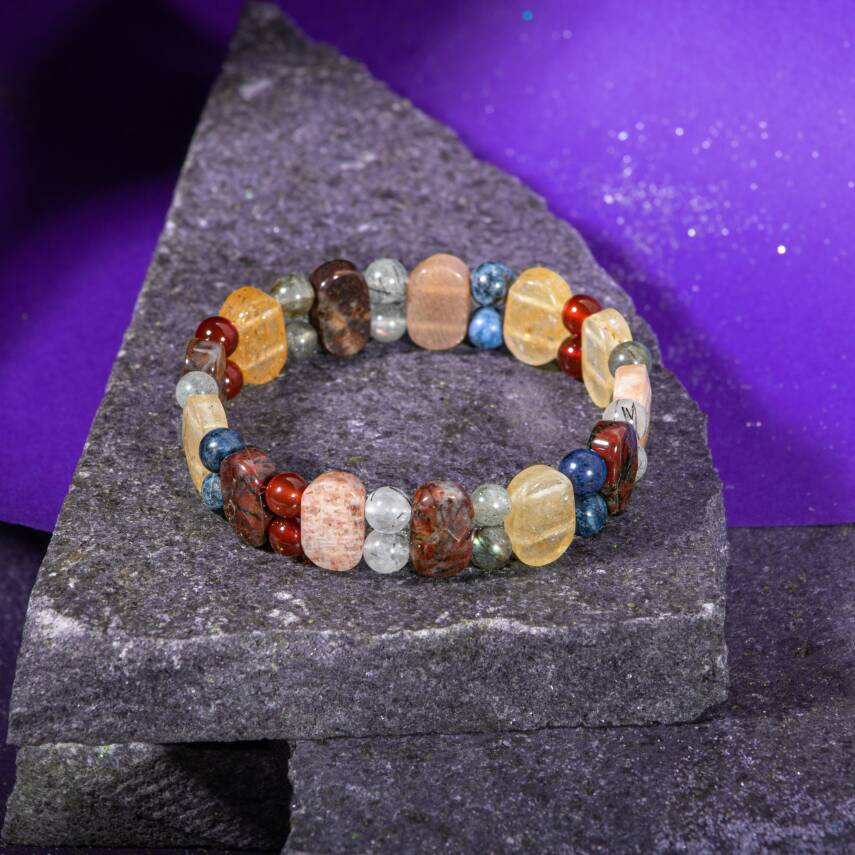 Akrep Burcu Bileklik Ametist, Bordo Granat Lal, Golden Obsidyen, Kaplan Gözü, Labradorit, Sitrin - 3