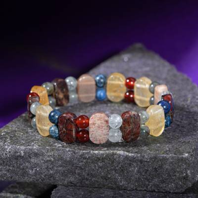 Akrep Burcu Bileklik Ametist, Bordo Granat Lal, Golden Obsidyen, Kaplan Gözü, Labradorit, Sitrin - 4