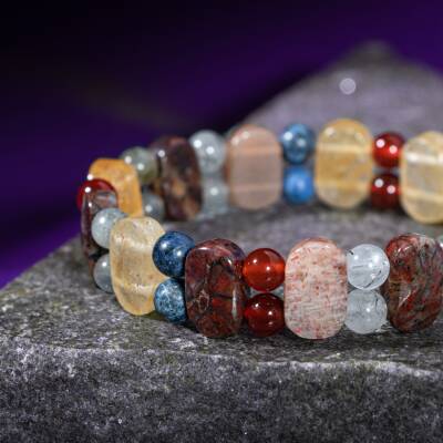 Akrep Burcu Bileklik Ametist, Bordo Granat Lal, Golden Obsidyen, Kaplan Gözü, Labradorit, Sitrin - 5