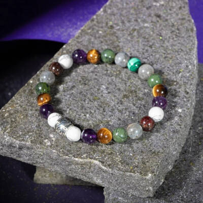 Akrep Burcu Bileklik Ametist, Bordo Granat Lal, Havlit, Kaplan Gözü, Labradorit, Yeşim - 6