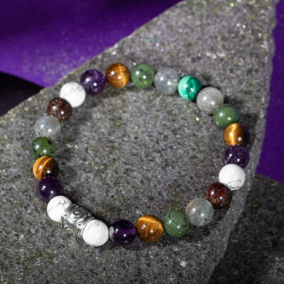 Akrep Burcu Bileklik Ametist, Bordo Granat Lal, Havlit, Kaplan Gözü, Labradorit, Yeşim - 8