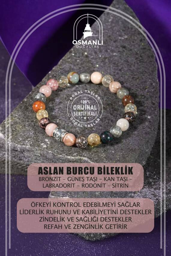 Akrep Burcu Bileklik Ametist, Bordo Granat Lal, Havlit, Kaplan Gözü, Labradorit, Yeşim - 2