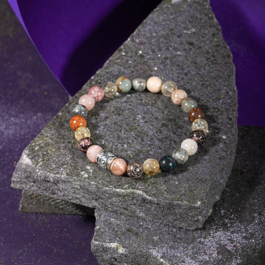 Akrep Burcu Bileklik Ametist, Bordo Granat Lal, Havlit, Kaplan Gözü, Labradorit, Yeşim - 3