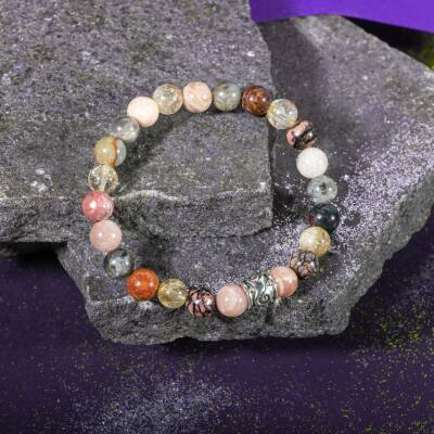 Akrep Burcu Bileklik Ametist, Bordo Granat Lal, Havlit, Kaplan Gözü, Labradorit, Yeşim - 4