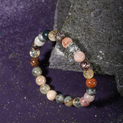 Akrep Burcu Bileklik Ametist, Bordo Granat Lal, Havlit, Kaplan Gözü, Labradorit, Yeşim - 5