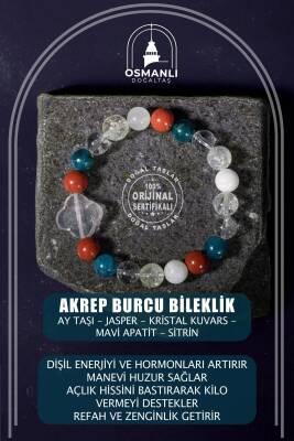 Akrep Burcu Bileklik Ay Taşı, Jasper, Kristal Kuvars, Mavi Apatit, Sitrin - 2