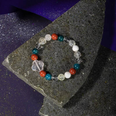 Akrep Burcu Bileklik Ay Taşı, Jasper, Kristal Kuvars, Mavi Apatit, Sitrin - 5