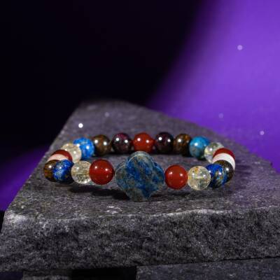 Akrep Burcu Bileklik Ay Taşı, Jasper, Kristal Kuvars, Mavi Apatit, Sitrin - 2