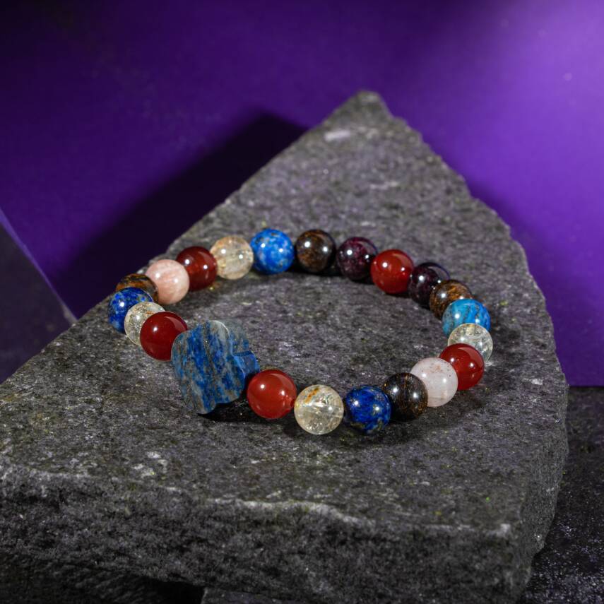 Akrep Burcu Bileklik Ay Taşı, Jasper, Kristal Kuvars, Mavi Apatit, Sitrin - 3