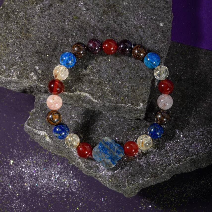 Akrep Burcu Bileklik Ay Taşı, Jasper, Kristal Kuvars, Mavi Apatit, Sitrin - 4