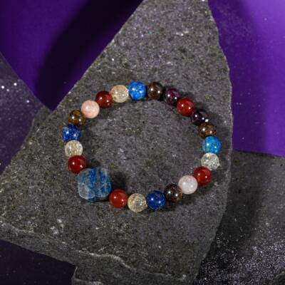 Akrep Burcu Bileklik Ay Taşı, Jasper, Kristal Kuvars, Mavi Apatit, Sitrin - 5