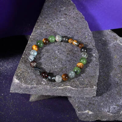 Akrep Burcu Bileklik Bordo Granat Lal, Golden Obsidyen, Kaplan Gözü, Labradorit, Yeşim - 3