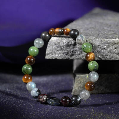 Akrep Burcu Bileklik Bordo Granat Lal, Golden Obsidyen, Kaplan Gözü, Labradorit, Yeşim - 5