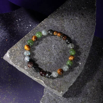 Akrep Burcu Bileklik Bordo Granat Lal, Golden Obsidyen, Kaplan Gözü, Labradorit, Yeşim - 8