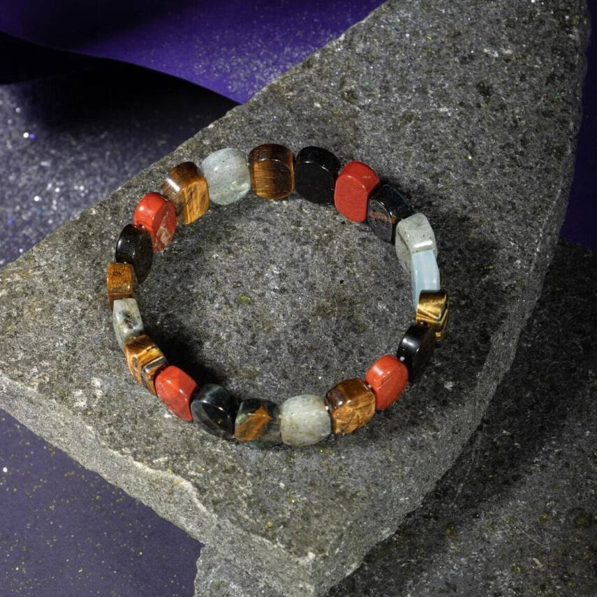 Akrep Burcu Bileklik Dumanlı Kuvars, Golden Obsidyen, Jasper, Kaplan Gözü, Kırmızı Akik, Pembe Kuvars - 3