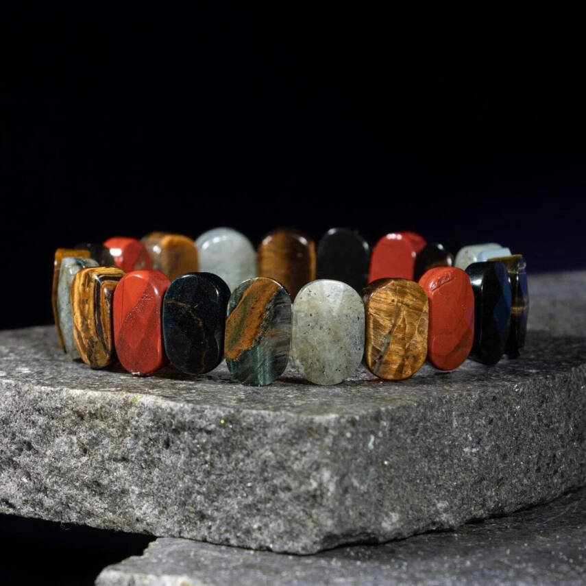 Akrep Burcu Bileklik Dumanlı Kuvars, Golden Obsidyen, Jasper, Kaplan Gözü, Kırmızı Akik, Pembe Kuvars - 4