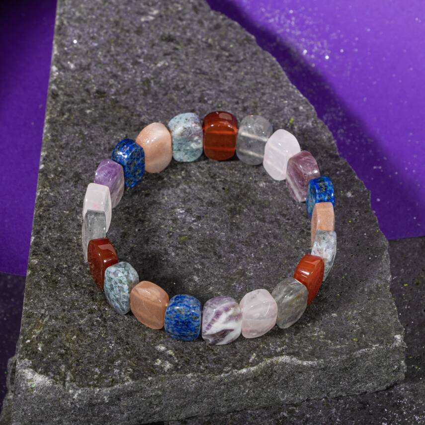 Akrep Burcu Bileklik Dumanlı Kuvars, Golden Obsidyen, Jasper, Kaplan Gözü, Kırmızı Akik, Pembe Kuvars - 1