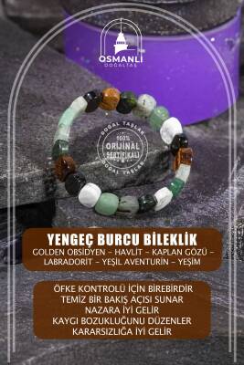 Akrep Burcu Bileklik Dumanlı Kuvars, Golden Obsidyen, Jasper, Kaplan Gözü, Kırmızı Akik, Pembe Kuvars - 2