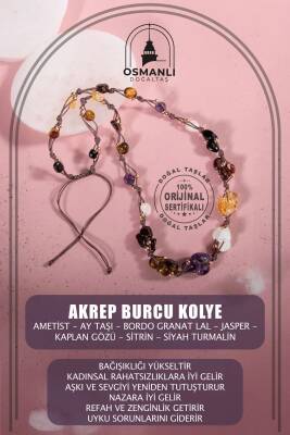 Akrep Burcu Kolye Ametist, Ay Taşı, Bordo Granat Lal, Jasper, Kaplan Gözü, Sitrin, Siyah Turmalin - 2