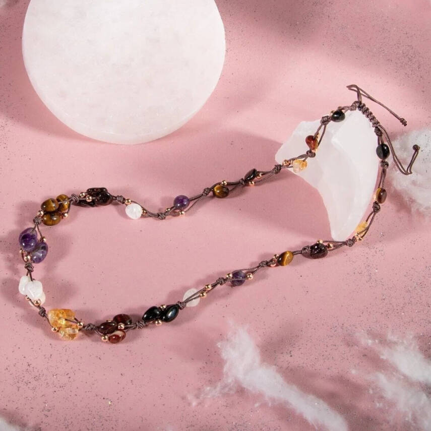 Akrep Burcu Kolye Ametist, Ay Taşı, Bordo Granat Lal, Jasper, Kaplan Gözü, Sitrin, Siyah Turmalin - 3