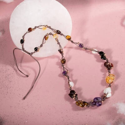 Akrep Burcu Kolye Ametist, Ay Taşı, Bordo Granat Lal, Jasper, Kaplan Gözü, Sitrin, Siyah Turmalin - 4