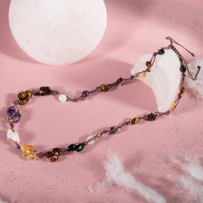 Akrep Burcu Kolye Ametist, Ay Taşı, Bordo Granat Lal, Jasper, Kaplan Gözü, Sitrin, Siyah Turmalin - 5