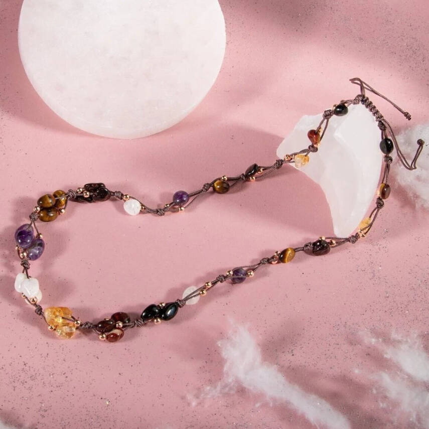 Akrep Burcu Kolye Ametist, Ay Taşı, Bordo Granat Lal, Jasper, Kaplan Gözü, Sitrin, Siyah Turmalin - 5