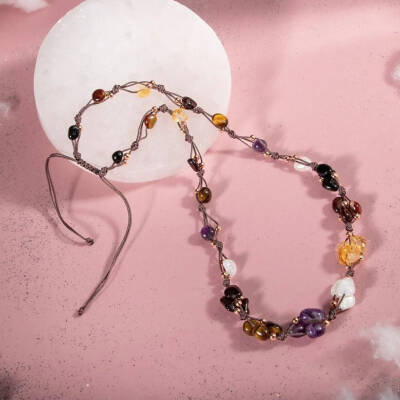 Akrep Burcu Kolye Ametist, Ay Taşı, Bordo Granat Lal, Jasper, Kaplan Gözü, Sitrin, Siyah Turmalin - 6